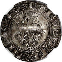 FRANCE Charles VI the Mad (1380-1422)  Floret NGC AU DETAILS D-387a (038)
