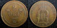 Sweden Oscar II Copper 1886 2 Ore  KM# 746   (23 126)