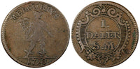 Sweden Emergency Issue Carl XII Copper 1718 1 Daler S.M. "Mercury"  KM# 361 (85)