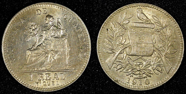 GUATEMALA 1910 H 1 Real Heaton Birmingham Mint Nice Toned KM# 177  (22 763)