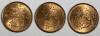 Finland Copper LOT OF 3 COINS 1942 S,1943 S 25 Penniä WWII Issue  UNC KM# 25a