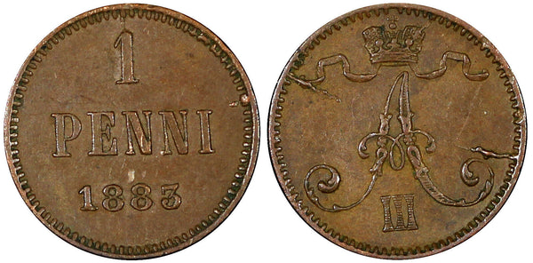Finland Alexander III Copper 1883 1 Penni  KM# 10 (22 089)