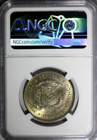 DOMINICAN REPUBLIC 1984 MO 1/2 Peso NGC MS65 Human Rights Toning KM# 62.1