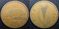 Ireland Republic Bronze 1941 1/2 Penny  Sow with piglets KM# 10 (23 090)