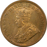 India-British George V Bronze 1934 (C) 1/4 Anna UNC Red Toned KM# 512  (22 307)