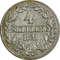Denmark Christian IX Silver 1871 CS 4 Skilling Rigsmont aXF  KM# 775.2 (4397)