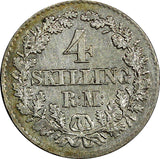 Denmark Christian IX Silver 1871 CS 4 Skilling Rigsmont aXF  KM# 775.2 (4397)