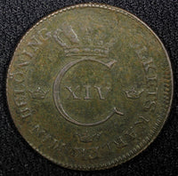 SWEDEN Carl XIV Johan Copper 1830 1  Skilling Last Year Type KM# 597 (555)