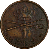 Denmark Frederik VII Copper 1852 FK//VS 1 Rigsbankskilling KM# 754 (18 598)