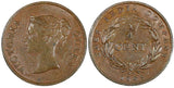 Straits Settlements Victoria Copper 1845 1/4 Cent ch.VF KM# 1 (21 700)