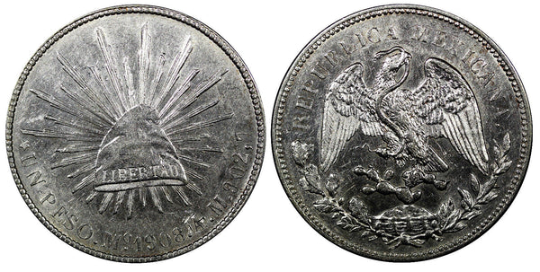Mexico SECOND REPUBLIC Silver 1908 Mo AM Peso 38.5 mm aUNC KM# 409.2 (557)