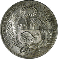 Peru Silver 1934 1 Sol  37mm  Mint Luster KM# 218.2 (18 171)