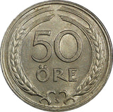 Sweden Gustaf V Nickel-Bronze 1946 TS 50 Ore  High Grade KM# 796 (22 010)