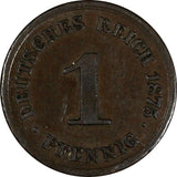 Germany - Empire Wilhelm I Copper 1875 E 1 Pfennig XF SCARCE KM# 1 (19 627)