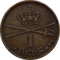 Denmark Frederik VII Copper 1853 FK VS 1 Rigsbankskilling 1 YEAR TYPE KM#756(5)