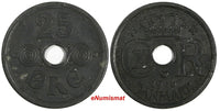Denmark Christian X German Occupation Zinc 1945 25 Ore WWII Issue KM# 823.2a (5)