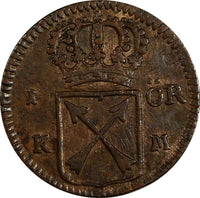 Sweden Frederick I Copper 1720 KM 1 Ore  OVERSTRUCK on 1 Daler KM# 383.1(18 678)