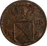 Sweden Frederick I Copper 1720 KM 1 Ore  OVERSTRUCK on 1 Daler KM# 383.1(18 678)