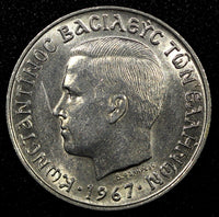 GREECE Constantine II Copper-Nickel 1967 2 Drachmai UNC KM# 90 (24 050)