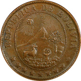 Bolivia Bronze 1942 50 Centavos WWII Issue Philadelphia Mint KM# 182a.1 ( 985)