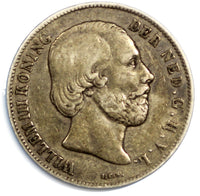 Netherlands William III Silver 1851 1 Gulden Better Date Toned 28mm KM# 93