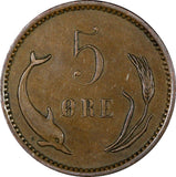 Denmark Christian IX Bronze 1902 5 Øre Mintage-601.000 KM# 794.2 (21 234)