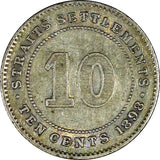 Straits Settlements Victoria Silver 1898  10 Cents KM# 11 (21 153)