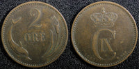 Denmark Christian IX Bronze 1897 VBP 2 Ore  KM# 793.2 (23 777)