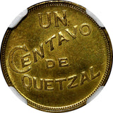 Guatemala Brass 1946 1 Centavo NGC MS63 Mintage-539,000 KM# 249 (018)