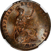 Great Britain Victoria Copper 1854 1/2 Penny NGC MS63 BN Nice Toned KM#726 (21)