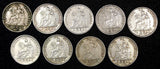 Guatemala Copper-Nickel LOT OF 9 COINS 1901 1/2 Real KM# 176 (21 645)