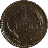 Denmark Christian IX Bronze 1880 CS 1 Ore XF Condition  KM# 792.1 (15 634)