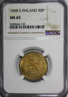 Finland Aluminum-Bronze 1968-S 50 Pennia NGC MS65 TOP GRADED BY NGC   KM# 48