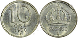Sweden Gustaf V (1907-1950) Silver 1950 10 Öre GEM BU KM# 813 (22 058)