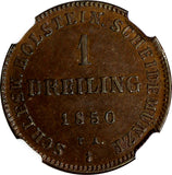 GERMANY SCHLESWIG-HOLSTEIN 1850 TA 1 DREILING PROVIS. GOVT NGC MS62 BN  KM# 160