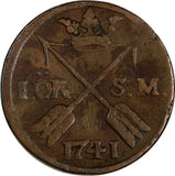 SWEDEN Frederick I (1720-51) 1741 S.M.1 Ore Avesta mint 29.75 mm KM# 416.1 (920)