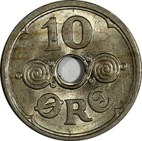 Denmark Christian X 1926 HCN; GJ 10 Ore UNC Toned KM# 822.1 (18 542)