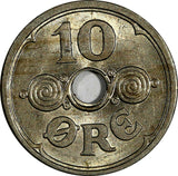 Denmark Christian X 1926 HCN; GJ 10 Ore UNC Toned KM# 822.1 (18 542)