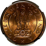 India-Republic Bronze 1953 (B) Pice Mumbai NGC MS65 RB TOP GRADED KM# 1.4 (008)