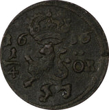 Sweden Copper 1656 1/4 Ore VF Condition  C.R.S SCARCE KM# 211 (10 240)