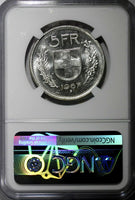 Switzerland Silver 1967 B 5 Francs 31.45 mm NGC AU58  KM# 40 (001)