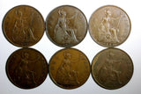 Great Britain George V BRONZE LOT OF 11 COINS 1926-1936 1 Penny KM# 838 KM# 826