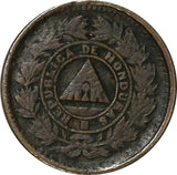 Honduras Bronze 1910/5 1 Centavo UNLISTED OVERDATE SCARCE KM# 66