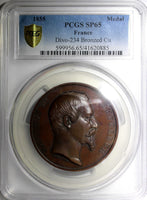 FRANCE Bronze Medal 1855 Paris World Fair Napoleon Emperor 60mm PCGS SP65 D-234