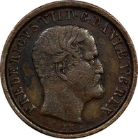 Denmark Frederik VII Copper 1853 FK VS 1 Rigsbankskilling 1 YEAR TYPE KM#756(5)