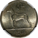 Ireland Copper-Nickel 1959 6 Pence Wolfhound NGC MS63 KM# 13a (45)