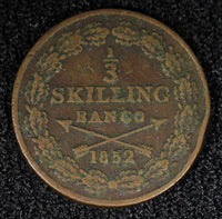 SWEDEN Oscar I (1844-1859) Copper 1852 1/3 Skilling Mintage-489,000 KM# 657 (94)