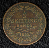 SWEDEN Oscar I (1844-1859) Copper 1852 1/3 Skilling Mintage-489,000 KM# 657 (94)