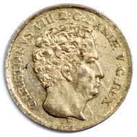 Denmark Christian VIII Silver 3 Rigsbank Skilling 1842 K//FF  Choice XF KM# 729
