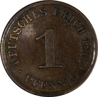 Germany - Empire Wilhelm I Copper 1885 J 1 Pfennig RARE DATE KM# 1 (19 625)
